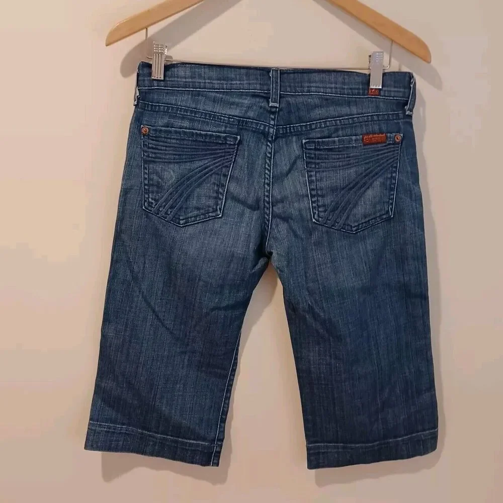 7 For All Mankind Dojo Bermuda Short Low Rise Cropped Flare Y2K 90's Blue Vtg 26